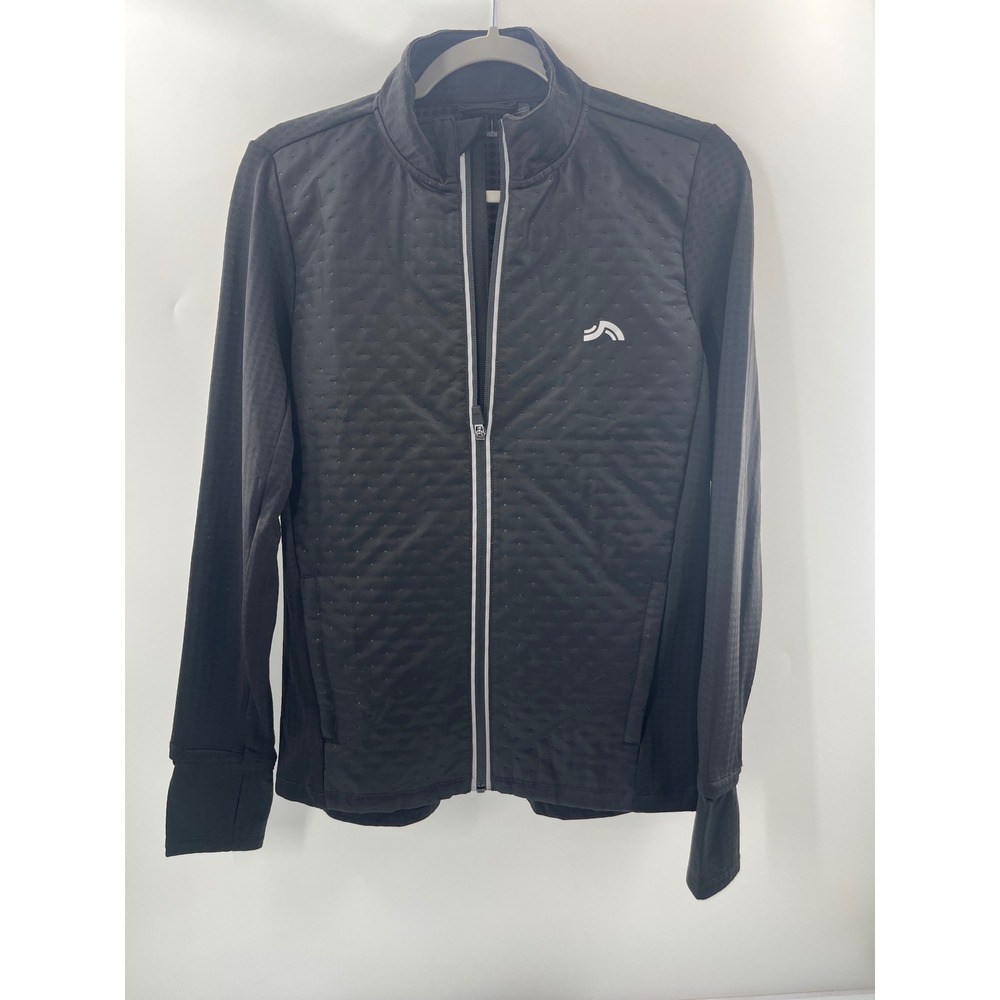 Crivit Womens Black Quilted Full Zip Running Jacket Thumbholes Size M 8/10